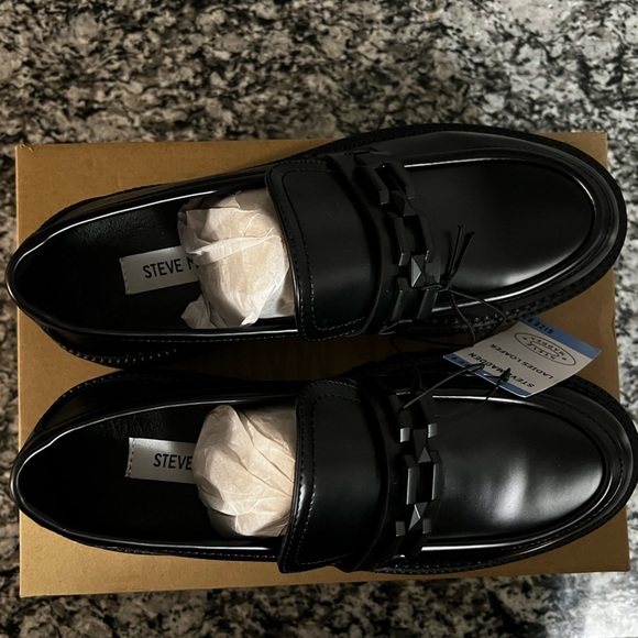 Steve Madden, Chunky Heel Chain Detail Loafers, Black, 9 - Picture 5 of 5
